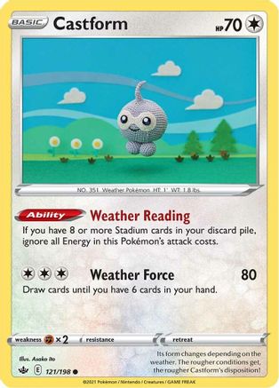 SWSH06 Chilling Reign  121/198 Castform  - Reverse Holofoil - Common