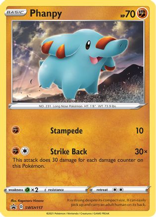 SWSH Sword & Shield Promo Cards  SWSH117 Phanpy  - Holofoil - Promo