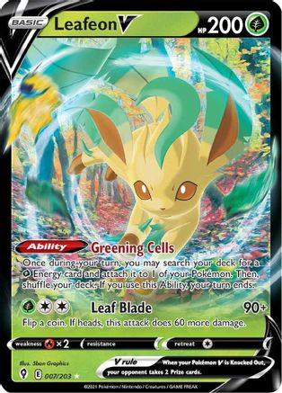 SWSH07 Evolving Skies  007/203 Leafeon V  - Holofoil - Ultra Rare