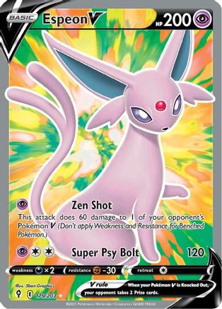 SWSH07 Evolving Skies  179/203 Espeon V (Full Art)  - Holofoil - Ultra Rare