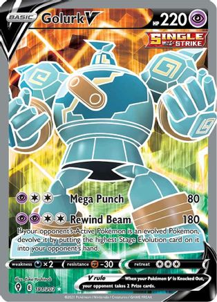 SWSH07 Evolving Skies  181/203 Golurk V (Full Art)  - Holofoil - Ultra Rare