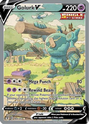 SWSH07 Evolving Skies  182/203 Golurk V (Alternate Full Art)  - Holofoil - Ultra Rare