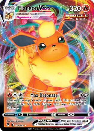 SWSH07 Evolving Skies  018/203 Flareon VMAX  - Holofoil - Ultra Rare