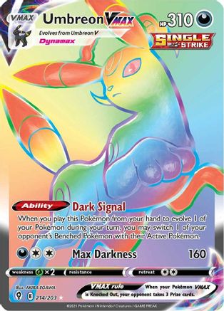 SWSH07 Evolving Skies  214/203 Umbreon VMAX (Secret)  - Holofoil - Secret Rare