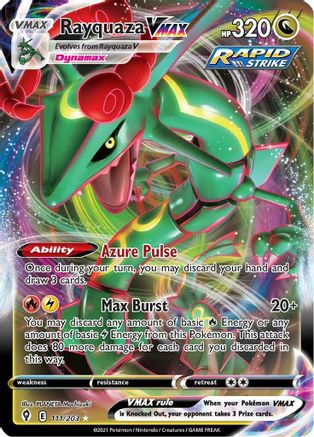 SWSH07 Evolving Skies  111/203 Rayquaza VMAX  - Holofoil - Ultra Rare