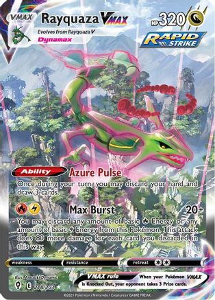 SWSH07 Evolving Skies  218/203 Rayquaza VMAX (Alternate Art Secret)  - Holofoil - Secret Rare