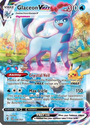 SWSH07 Evolving Skies  209/203 Glaceon VMAX (Alternate Art Secret)  - Holofoil - Secret Rare