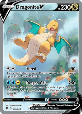 SWSH07 Evolving Skies  192/203 Dragonite V (Alternate Full Art)  - Holofoil - Ultra Rare