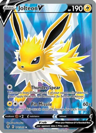 SWSH07 Evolving Skies  177/203 Jolteon V (Full Art)  - Holofoil - Ultra Rare