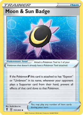 SWSH07 Evolving Skies  151/203 Moon & Sun Badge  - Uncommon