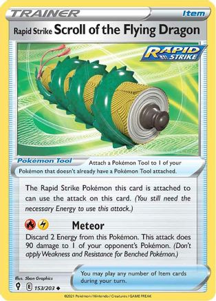 SWSH07 Evolving Skies  153/203 Rapid Strike Scroll of the Flying Dragon  - Uncommon