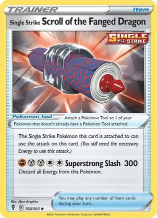 SWSH07 Evolving Skies  158/203 Single Strike Scroll of the Fanged Dragon  - Reverse Holofoil - Uncommon