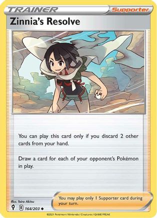 SWSH07 Evolving Skies  164/203 Zinnia's Resolve  - Reverse Holofoil - Uncommon