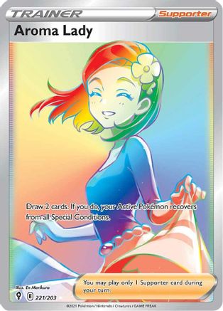 SWSH07 Evolving Skies  221/203 Aroma Lady (Secret)  - Holofoil - Secret Rare