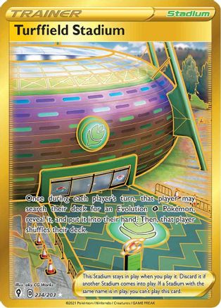 SWSH07 Evolving Skies  234/203 Turffield Stadium (Secret)  - Holofoil - Secret Rare