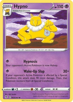 SWSH07 Evolving Skies  062/203 Hypno  - Reverse Holofoil - Uncommon