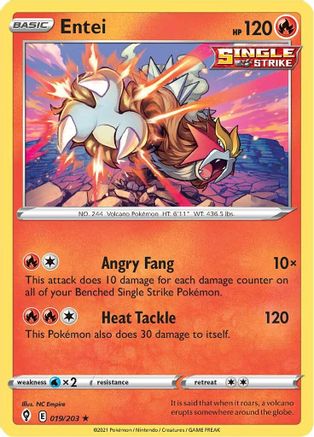 SWSH07 Evolving Skies  019/203 Entei  - Reverse Holofoil - Holo Rare