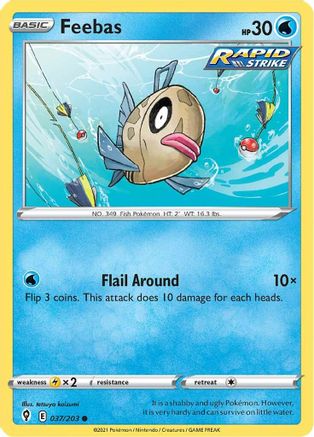 SWSH07 Evolving Skies  037/203 Feebas  - Reverse Holofoil - Common