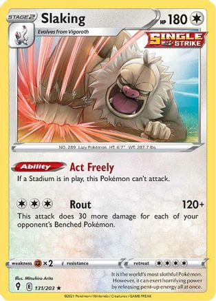 SWSH07 Evolving Skies  131/203 Slaking  - Holofoil - Holo Rare