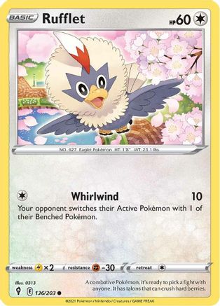 SWSH07 Evolving Skies  136/203 Rufflet  - Common