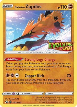 SWSH Sword & Shield Promo Cards  SWSH124 Galarian Zapdos  - Holofoil - Promo