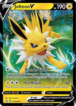 SWSH Sword & Shield Promo Cards  SWSH151 Jolteon V  - Holofoil - Promo