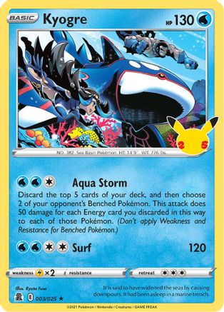 Celebrations  003/025 Kyogre  - Holofoil - Holo Rare