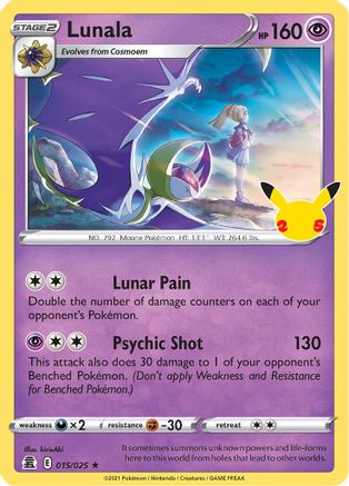 Celebrations  015/025 Lunala  - Holofoil - Holo Rare