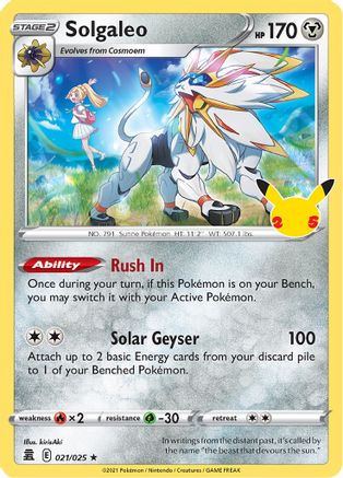 Celebrations  021/025 Solgaleo  - Holofoil - Holo Rare