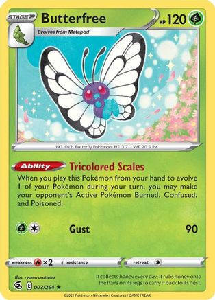SWSH08 Fusion Strike  003/264 Butterfree  - Reverse Holofoil - Holo Rare