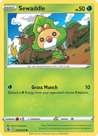 SWSH08 Fusion Strike  009/264 Sewaddle  - Reverse Holofoil - Common