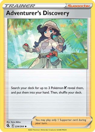 SWSH08 Fusion Strike  224/264 Adventurer's Discovery  - Reverse Holofoil - Uncommon