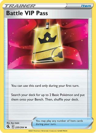 SWSH08 Fusion Strike  225/264 Battle VIP Pass  - Reverse Holofoil - Uncommon