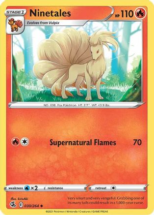 SWSH08 Fusion Strike  030/264 Ninetales (30)  - Reverse Holofoil - Uncommon