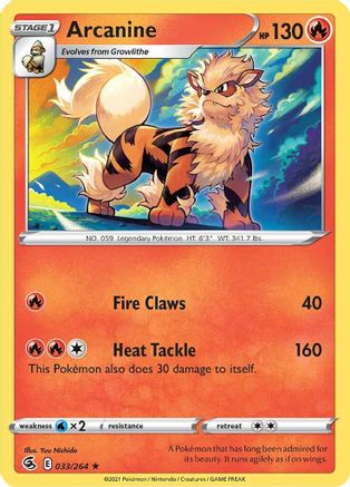 SWSH08 Fusion Strike  033/264 Arcanine  - Rare