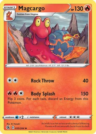 SWSH08 Fusion Strike  035/264 Magcargo  - Reverse Holofoil - Uncommon
