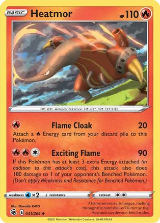 SWSH08 Fusion Strike  041/264 Heatmor  - Reverse Holofoil - Uncommon