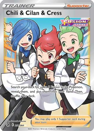 SWSH08 Fusion Strike  258/264 Chili & Cilan & Cress (Full Art)  - Holofoil - Ultra Rare