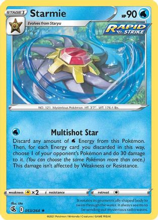 SWSH08 Fusion Strike  053/264 Starmie  - Holofoil - Holo Rare