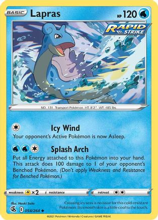 SWSH08 Fusion Strike  054/264 Lapras  - Reverse Holofoil - Uncommon