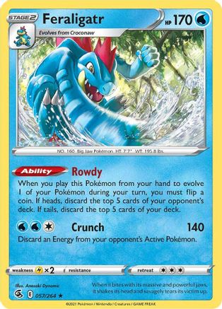 SWSH08 Fusion Strike  057/264 Feraligatr  - Reverse Holofoil - Holo Rare