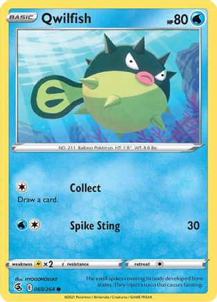 SWSH08 Fusion Strike  060/264 Qwilfish  - Reverse Holofoil - Common