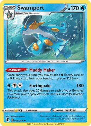 SWSH08 Fusion Strike  064/264 Swampert  - Holofoil - Holo Rare