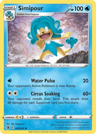 SWSH08 Fusion Strike  069/264 Simipour  - Reverse Holofoil - Uncommon