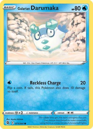 SWSH08 Fusion Strike  071/264 Galarian Darumaka  - Reverse Holofoil - Common