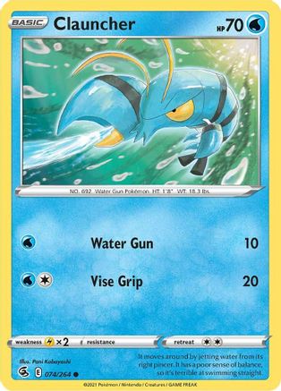 SWSH08 Fusion Strike  074/264 Clauncher  - Reverse Holofoil - Common