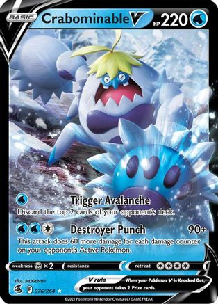 SWSH08 Fusion Strike  076/264 Crabominable V  - Holofoil - Ultra Rare