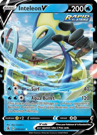 SWSH08 Fusion Strike  078/264 Inteleon V  - Holofoil - Ultra Rare