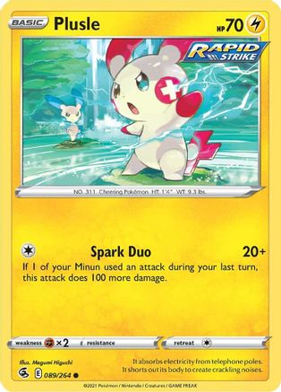 SWSH08 Fusion Strike  089/264 Plusle  - Common