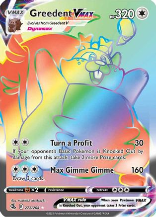 SWSH08 Fusion Strike  272/264 Greedent VMAX (Secret)  - Holofoil - Secret Rare